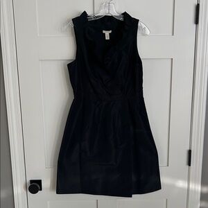 J. Crew Black Ruffle Neck Silk Mini Dress